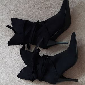 Black suede with fur boots